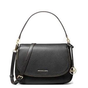 Michael Kors Bedford MD Convertible Flap Crossbody Leather Bag Black